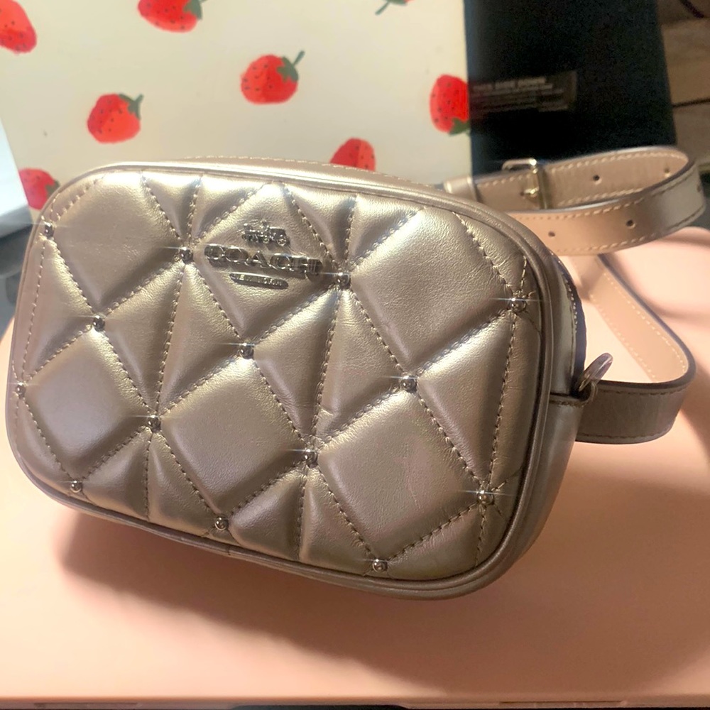 Coach Studded Belt Bag Diamond Quilting